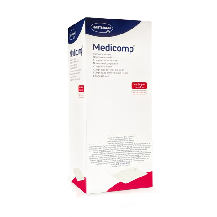 Compresă STERILĂ Medicomp (40 plicuri a câte 5 bucăți). 