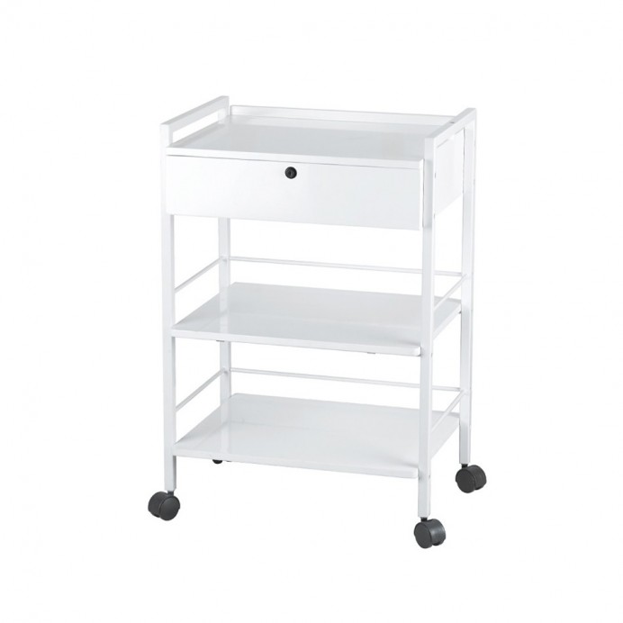 Cărucior metalic cu sertar – Alb 